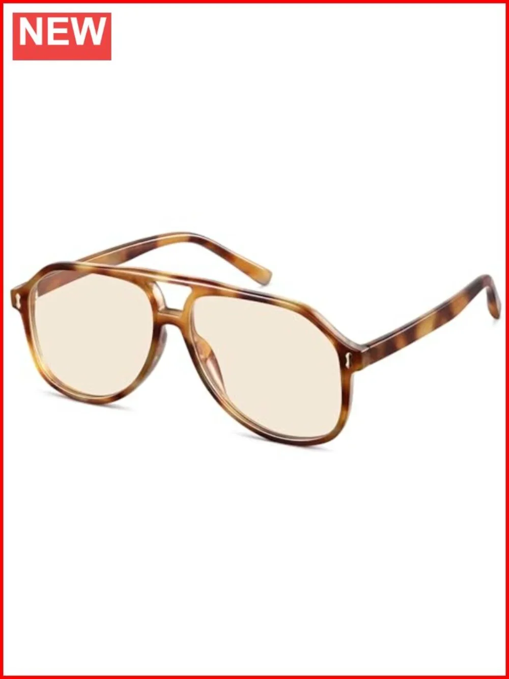 Oversized Square Aviator Sunglasses with Double Bridge UV Protection